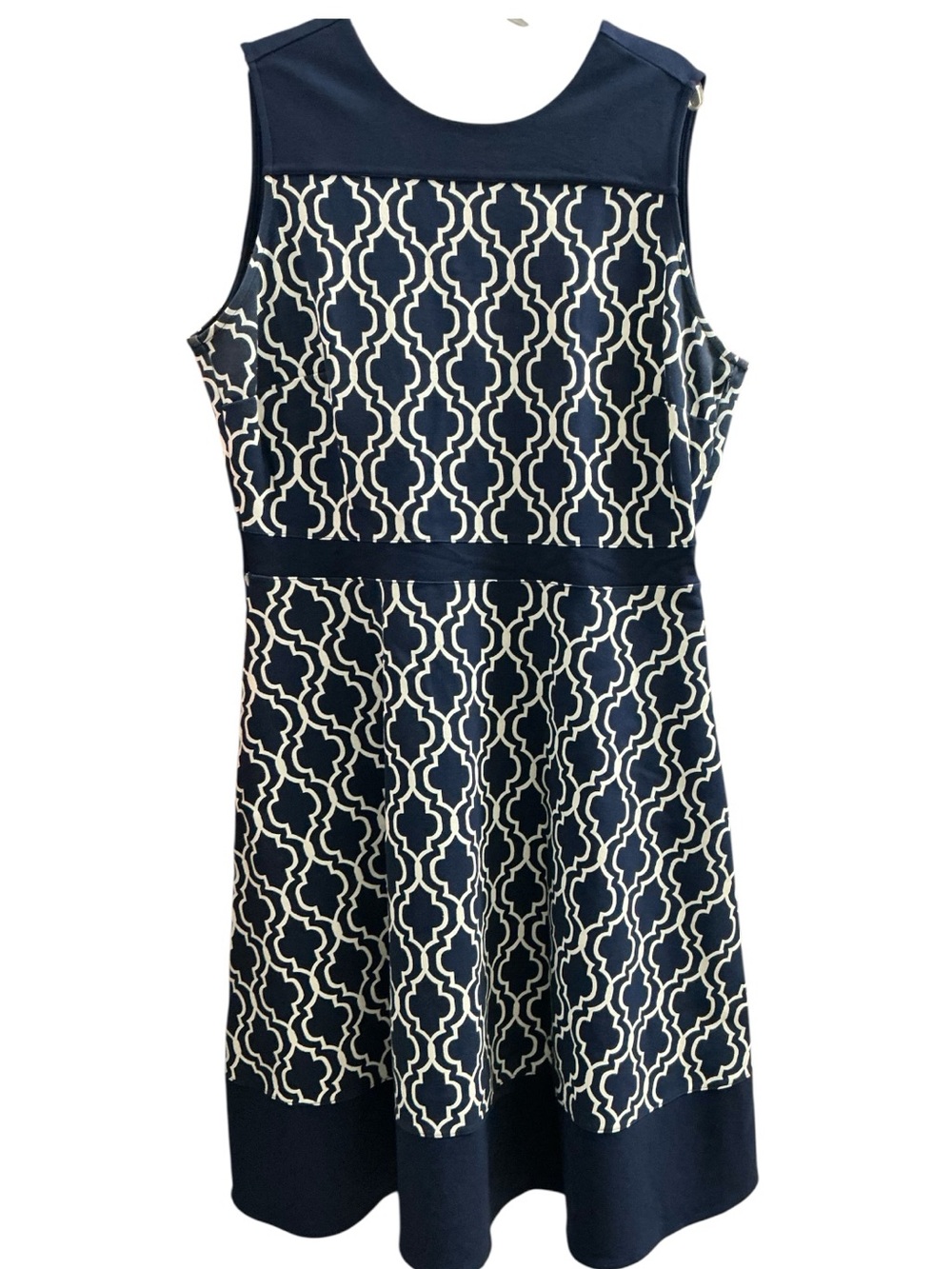 Lands' End Navy and White Sleeveless A-line dress